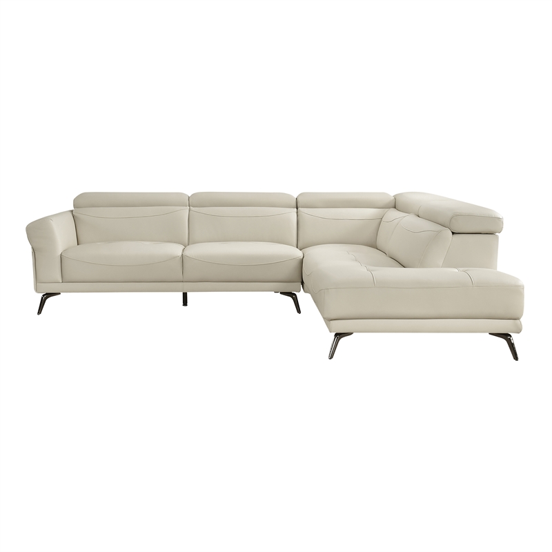 Lexicon Giselle Leather 2-Piece Sectional with Right Side Chaise in Beige
