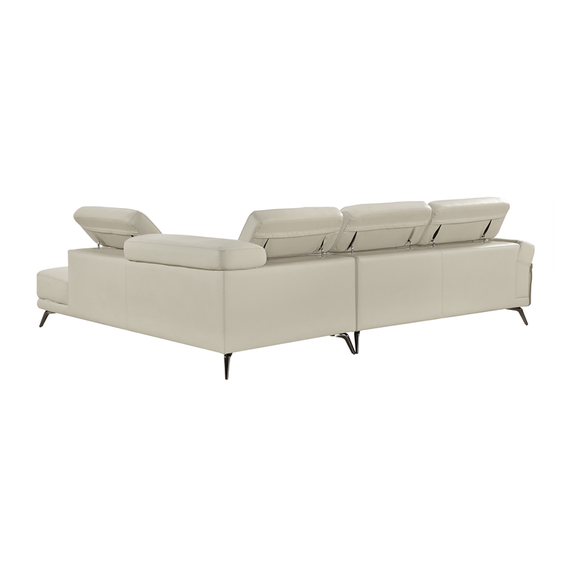 Lexicon Giselle Leather 2-Piece Sectional with Right Side Chaise in Beige