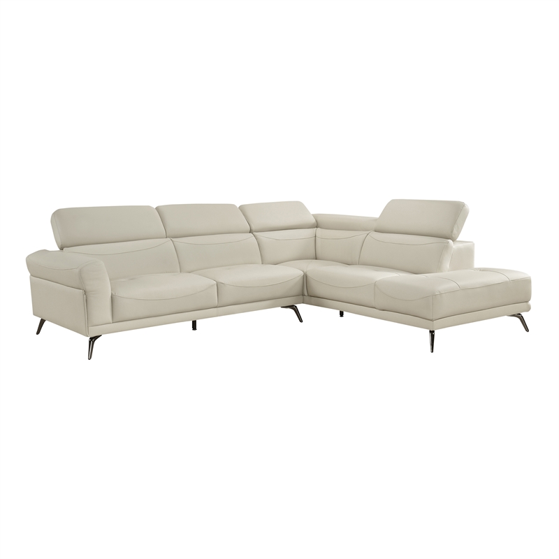 Lexicon Giselle Leather 2-Piece Sectional with Right Side Chaise in Beige