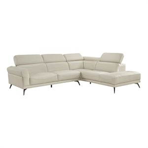 Lexicon Giselle Leather 2-Piece Sectional with Right Side Chaise in Beige