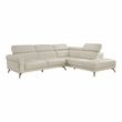 Lexicon Giselle Leather 2-Piece Sectional with Right Side Chaise in Beige