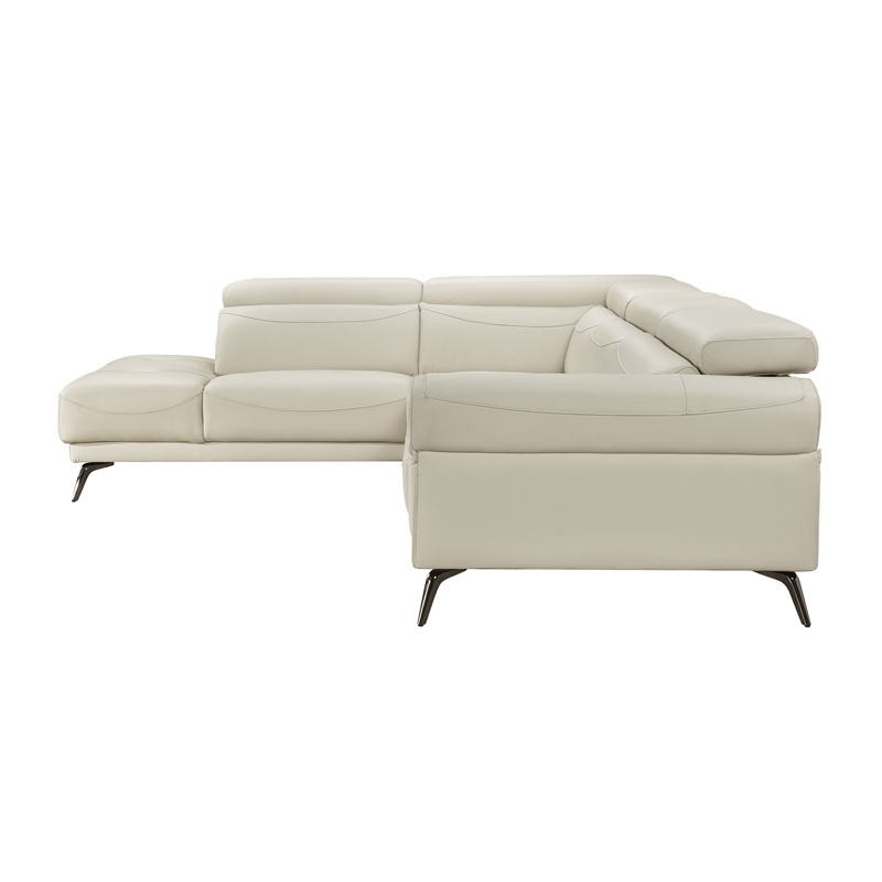 Lexicon Giselle Leather 2-Piece Sectional with Left Side Chaise in Beige