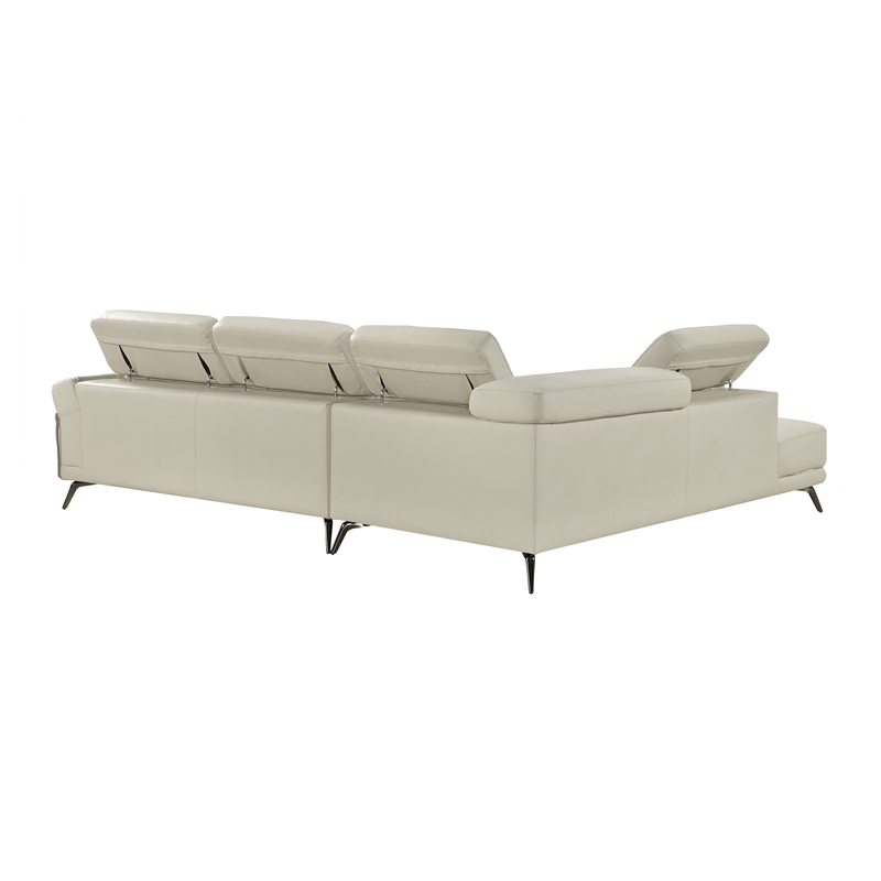 Lexicon Giselle Leather 2-Piece Sectional with Left Side Chaise in Beige