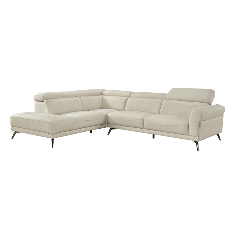 Lexicon Giselle Leather 2-Piece Sectional with Left Side Chaise in Beige
