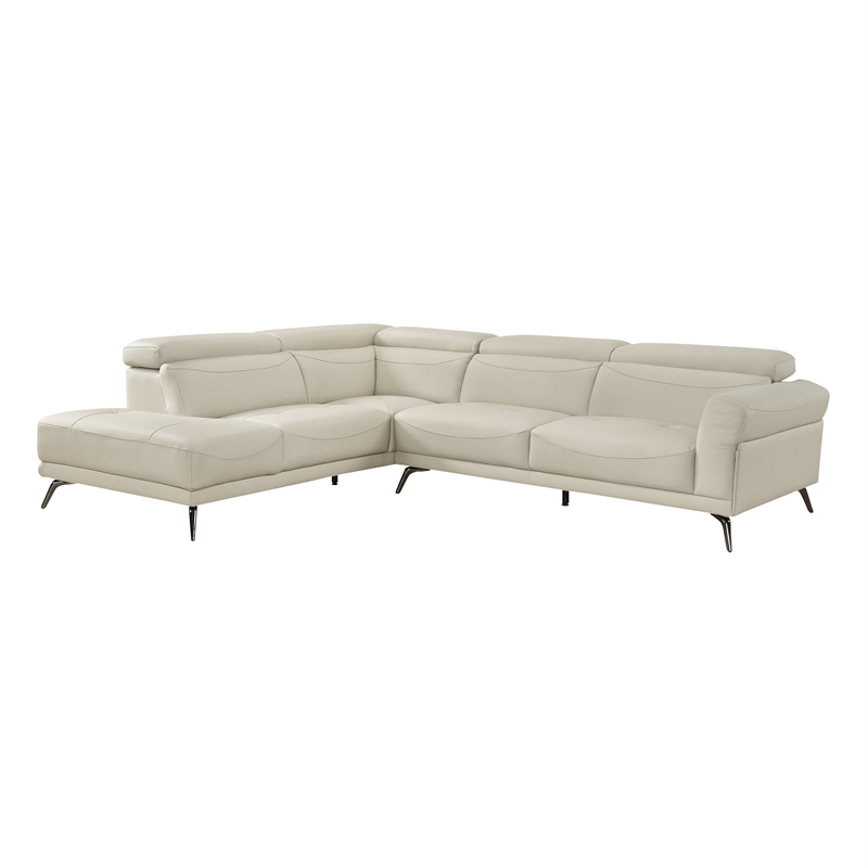 Lexicon Giselle Leather 2-Piece Sectional with Left Side Chaise in Beige