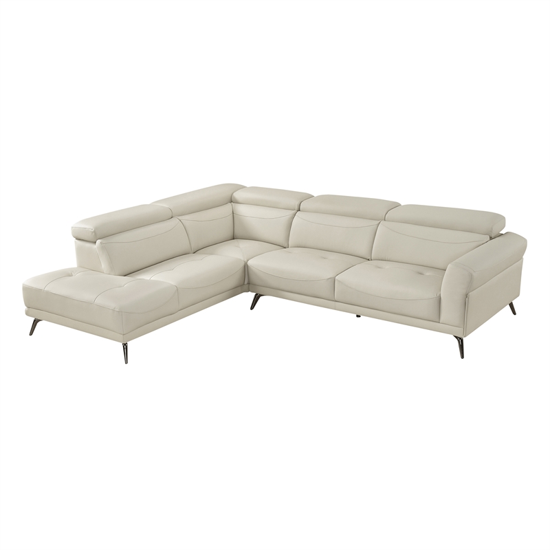 Lexicon Giselle Leather 2-Piece Sectional with Left Side Chaise in Beige
