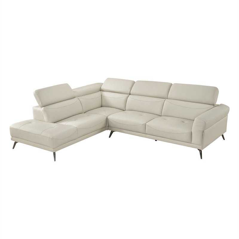 Lexicon Giselle Leather 2-Piece Sectional with Left Side Chaise in Beige