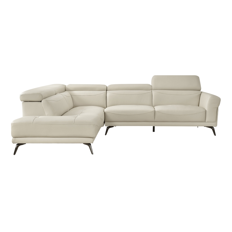 Lexicon Giselle Leather 2-Piece Sectional with Left Side Chaise in Beige