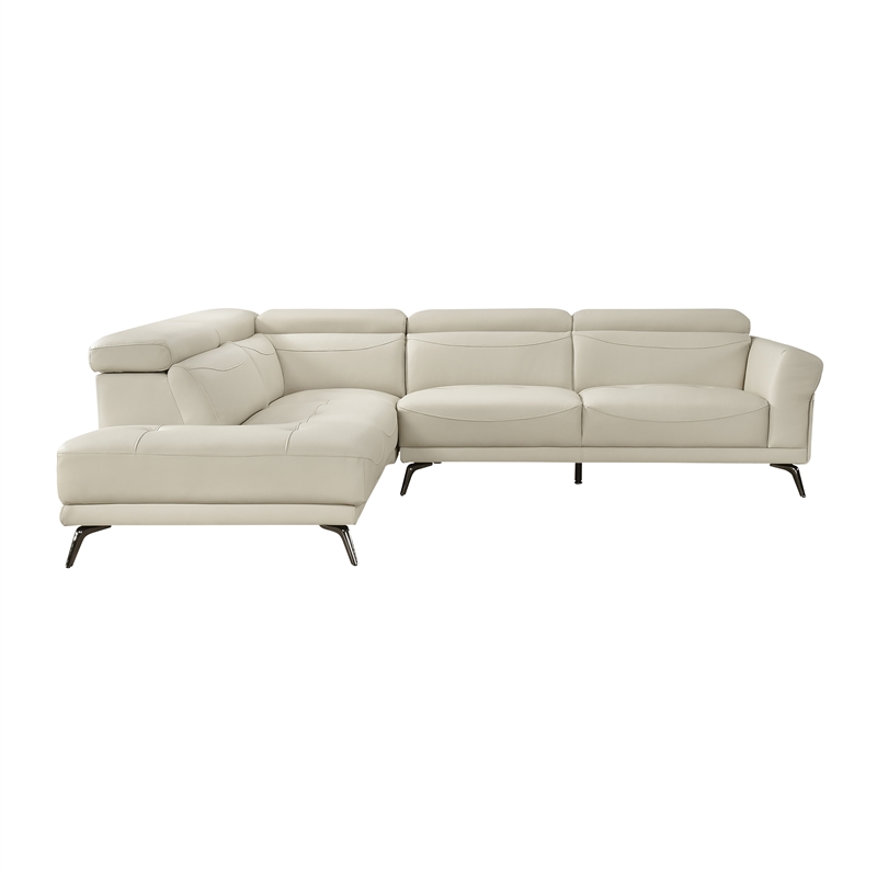 Lexicon Giselle Leather 2-Piece Sectional with Left Side Chaise in Beige