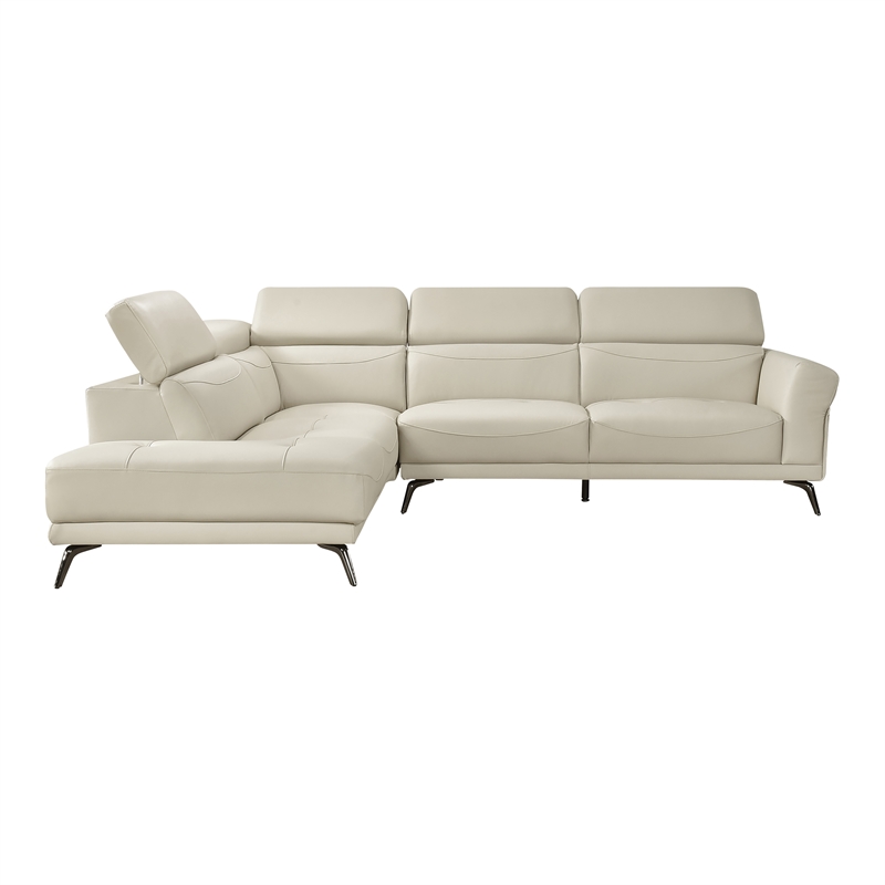 Lexicon Giselle Leather 2-Piece Sectional with Left Side Chaise in Beige