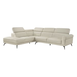 Lexicon Giselle Leather 2-Piece Sectional with Left Side Chaise in Beige