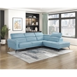 Lexicon Giselle Leather 2-Piece Sectional with Right Side Chaise in Blue