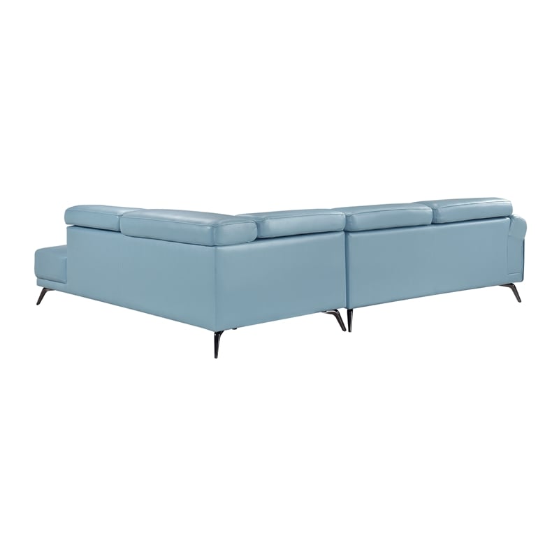 Lexicon Giselle Leather 2-Piece Sectional with Right Side Chaise in Blue