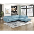 Lexicon Giselle Leather 2-Piece Sectional with Right Side Chaise in Blue