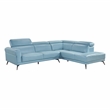 Lexicon Giselle Leather 2-Piece Sectional with Right Side Chaise in Blue