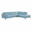 Lexicon Giselle Leather 2-Piece Sectional with Right Side Chaise in Blue