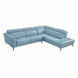 Lexicon Giselle Leather 2-Piece Sectional with Right Side Chaise in Blue