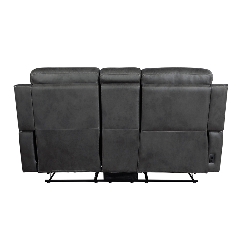 Lexicon Kellen Microfiber Power Double Reclining Love Seat in Smoky Gray