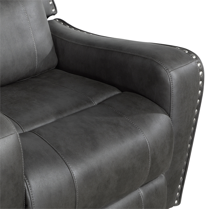 Lexicon Kellen Microfiber Power Double Reclining Love Seat in Smoky Gray