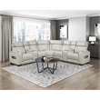 Lexicon Fairway Faux Leather 3-Piece Pwr Rclng Sectional with Consoles in Taupe