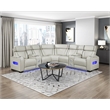 Lexicon Fairway Faux Leather 3-Piece Pwr Rclng Sectional with Consoles in Taupe