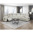 Lexicon Fairway Faux Leather 3-Piece Pwr Rclng Sectional with Consoles in Taupe