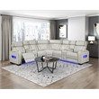 Lexicon Fairway Faux Leather 3-Piece Pwr Rclng Sectional with Consoles in Taupe
