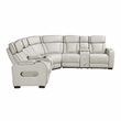 Lexicon Fairway Faux Leather 3-Piece Pwr Rclng Sectional with Consoles in Taupe