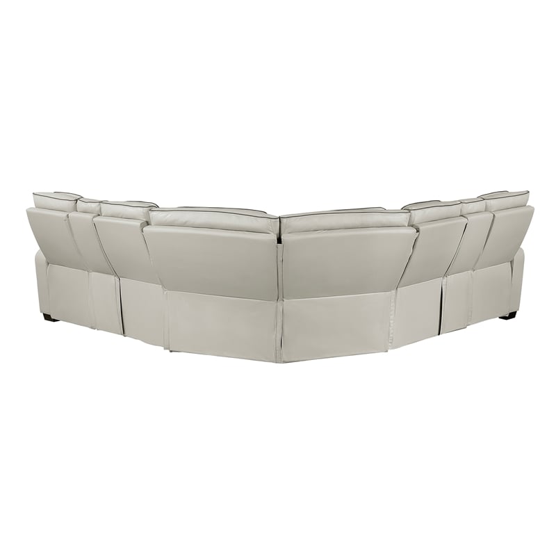 Lexicon Fairway Faux Leather 3-Piece Pwr Rclng Sectional with Consoles in Taupe
