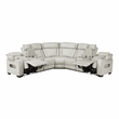 Lexicon Fairway Faux Leather 3-Piece Pwr Rclng Sectional with Consoles in Taupe