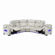 Lexicon Fairway Faux Leather 3-Piece Pwr Rclng Sectional with Consoles in Taupe