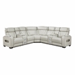 Lexicon Fairway Faux Leather 3-Piece Pwr Rclng Sectional with Consoles in Taupe