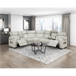 Lexicon Fairway Faux Leather 3-Piece Pwr Rclng Sectional in Taupe