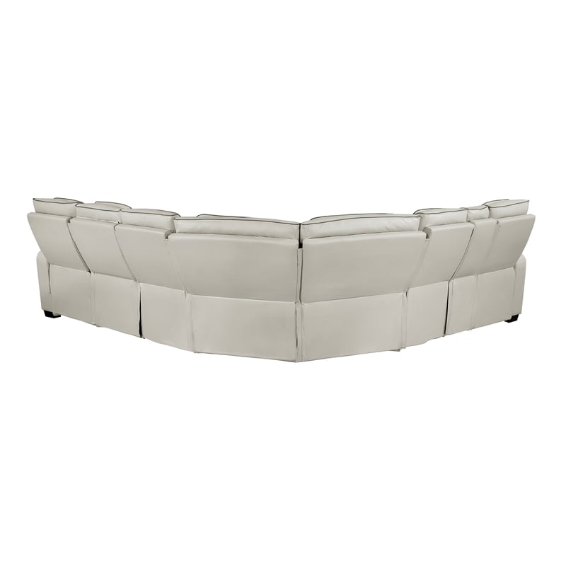 Lexicon Fairway Faux Leather 3-Piece Pwr Rclng Sectional in Taupe