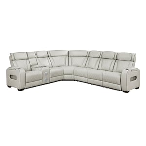 Lexicon Fairway Faux Leather 3-Piece Pwr Rclng Sectional in Taupe