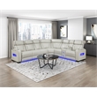 Lexicon Fairway Faux Leather 3-Piece Pwr Rclng Sectional in Taupe
