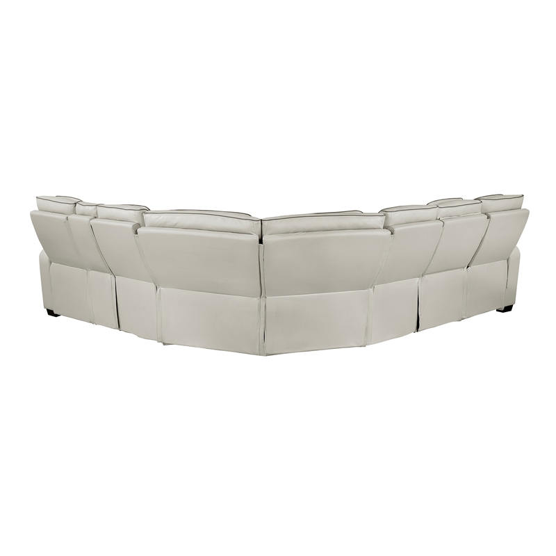 Lexicon Fairway Faux Leather 3-Piece Pwr Rclng Sectional in Taupe