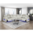 Lexicon Fairway Faux Leather 3-Piece Pwr Rclng Sectional in Taupe