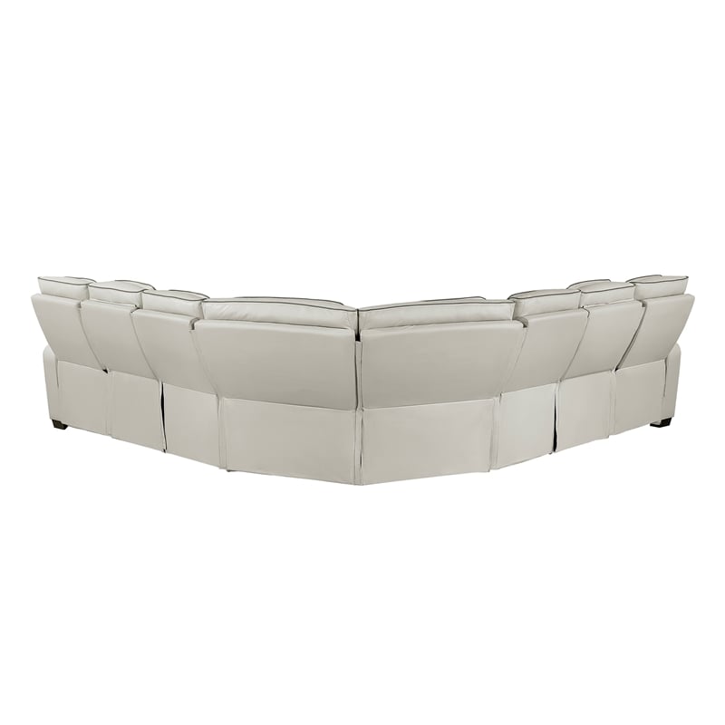 Lexicon Fairway Faux Leather 3-Piece Pwr Rclng Sectional in Taupe