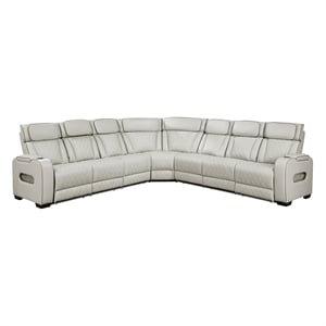 Lexicon Fairway Faux Leather 3-Piece Pwr Rclng Sectional in Taupe