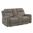 Lexicon Muncie Microfiber Dbl Reclining Love Seat with Center Console in Brown