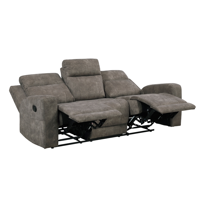 Lexicon Muncie Microfiber Double Reclining Sofa in Brown