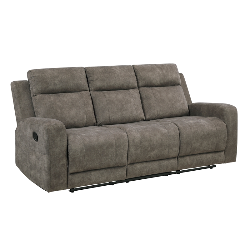 Lexicon Muncie Microfiber Double Reclining Sofa in Brown