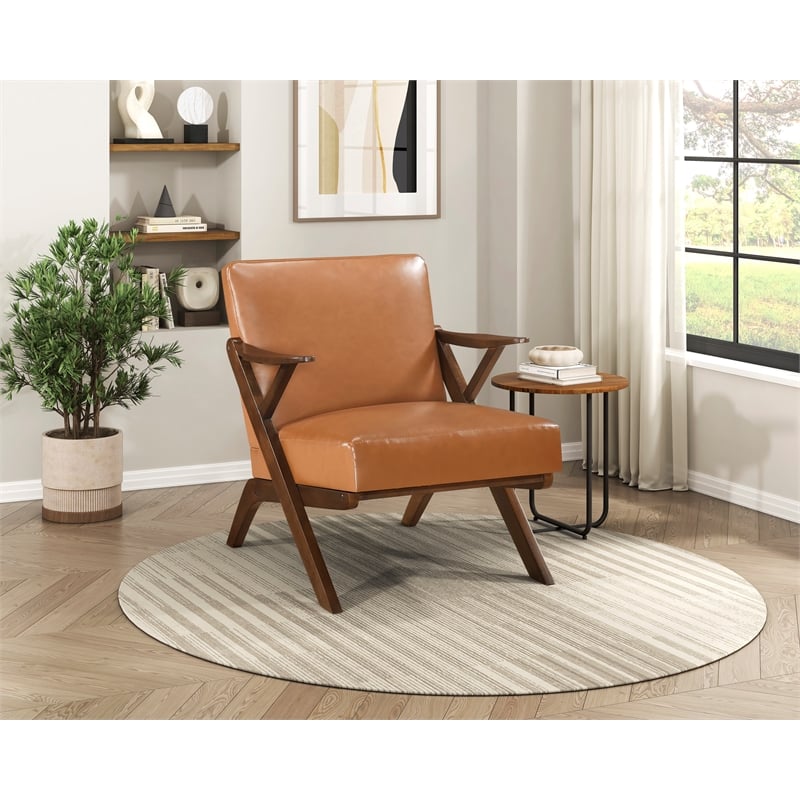 Lexicon Gideon Faux Leather Accent Chair in Brown