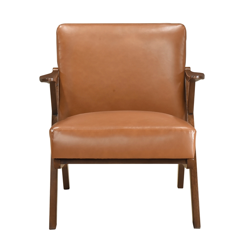 Lexicon Gideon Faux Leather Accent Chair in Brown
