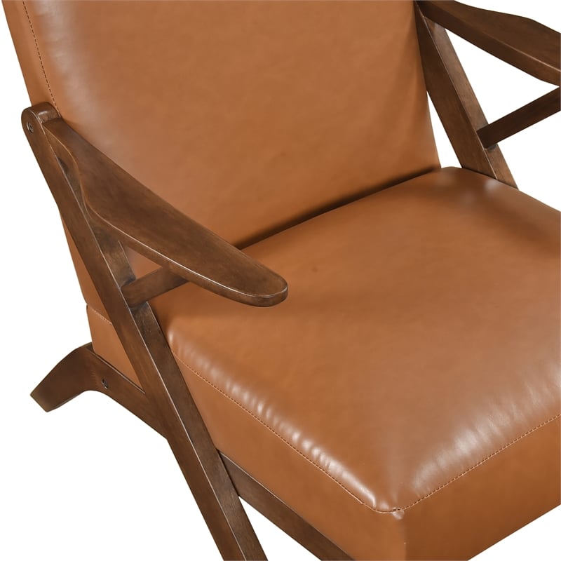 Lexicon Gideon Faux Leather Accent Chair in Brown