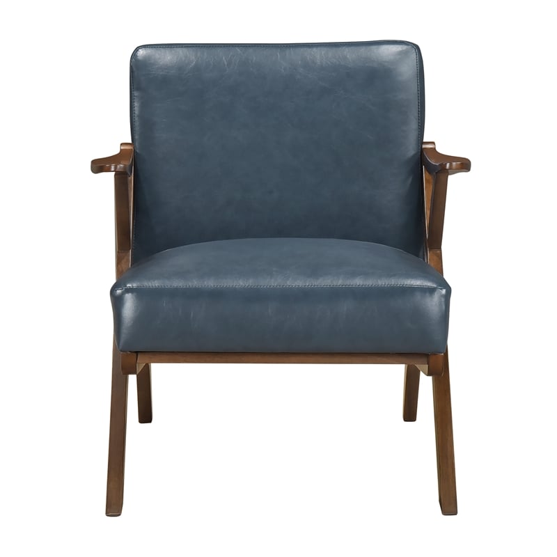 Lexicon Gideon Faux Leather Accent Chair in Blue