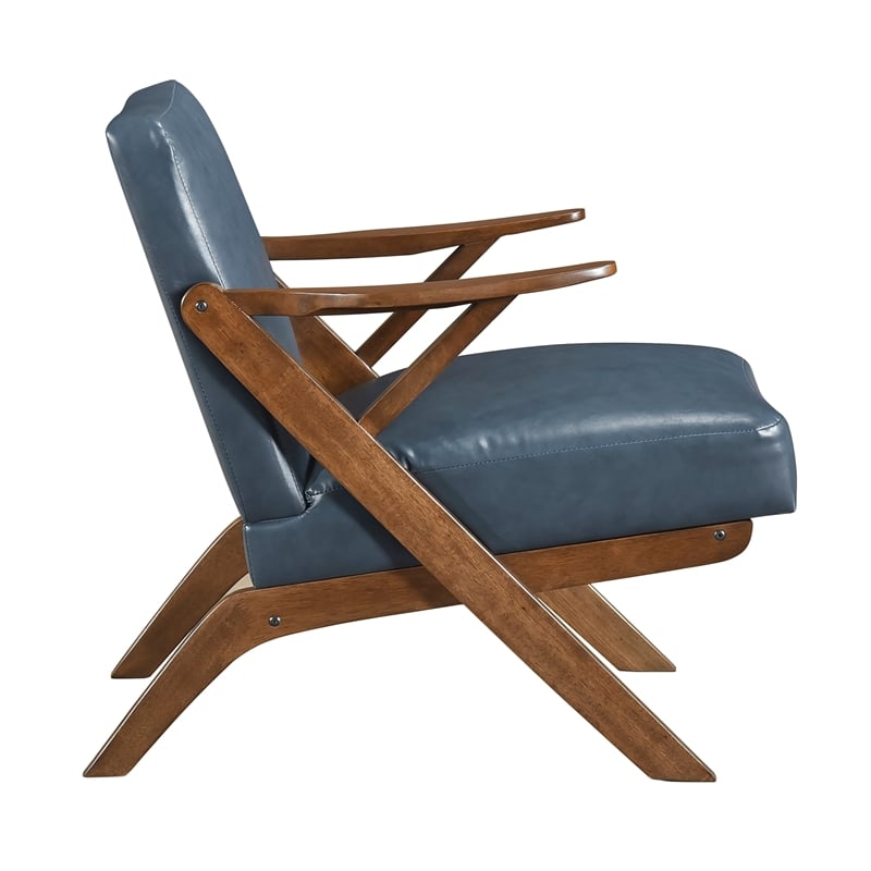 Lexicon Gideon Faux Leather Accent Chair in Blue
