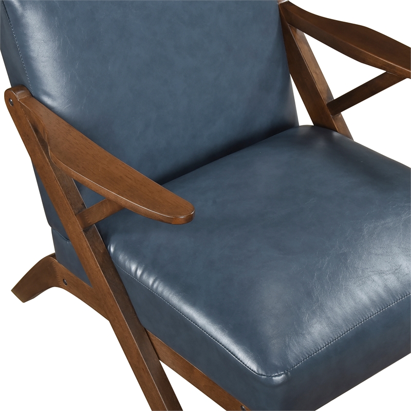 Lexicon Gideon Faux Leather Accent Chair in Blue