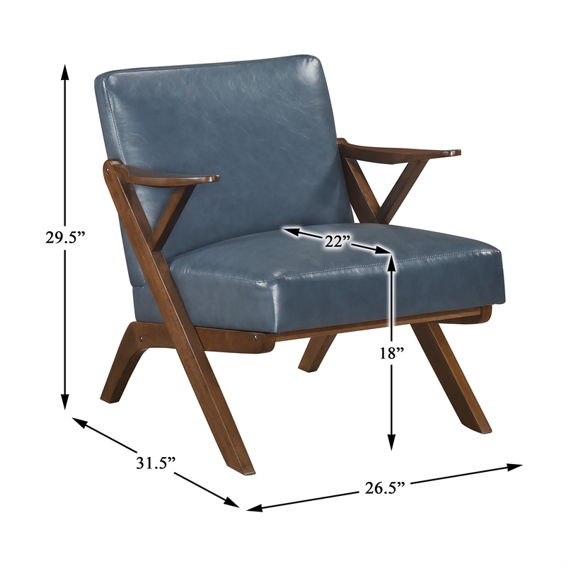 Lexicon Gideon Faux Leather Accent Chair in Blue